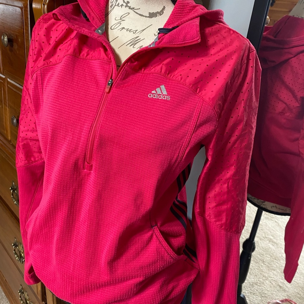 Adidas three stripe running pullover pink